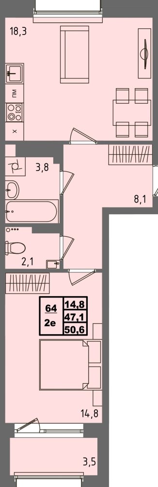 ЖК Равновесие, д3, кв.64