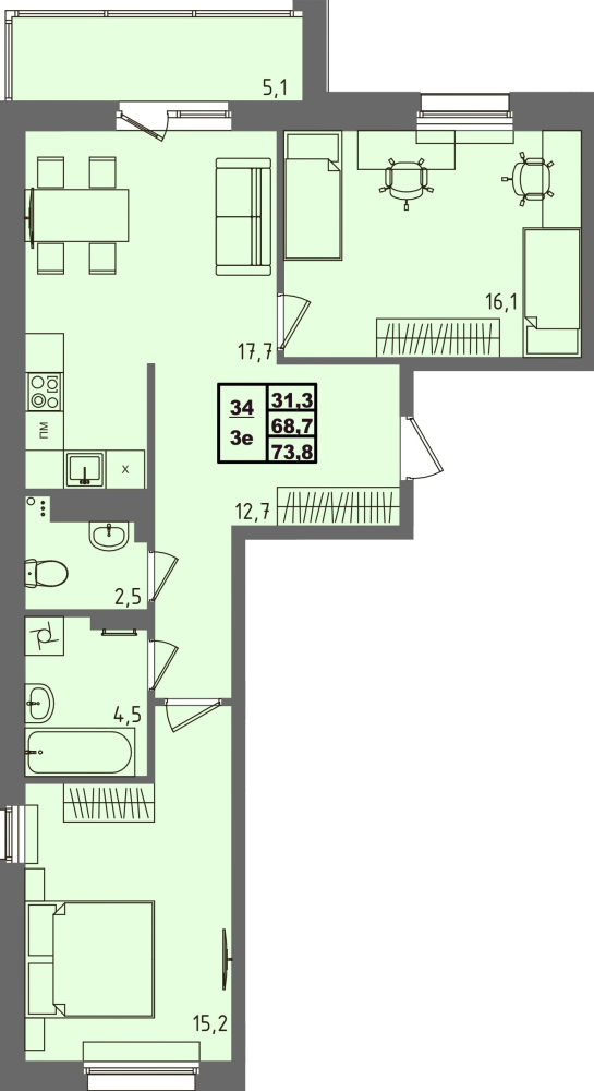 ЖК Равновесие, д3, кв.34