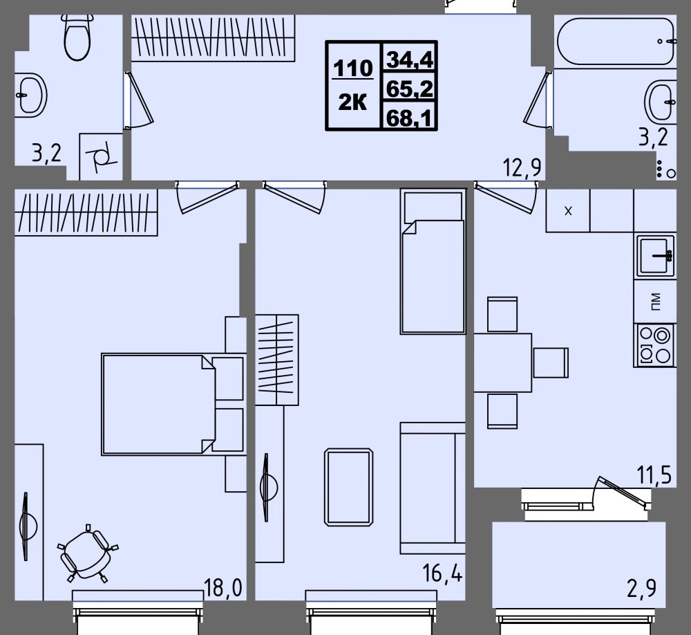 ЖК Равновесие, д3, кв.110