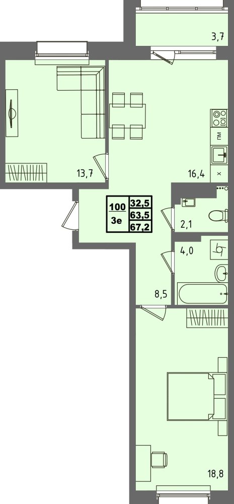 ЖК Равновесие, д3, кв.100