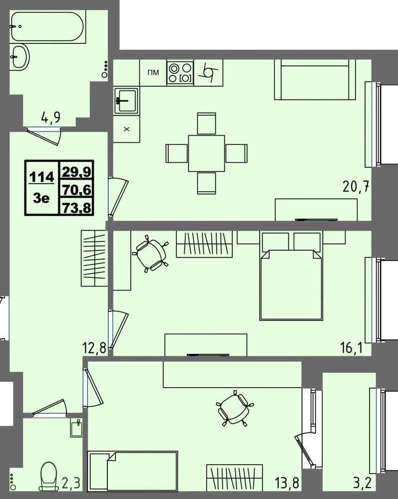 ЖК Равновесие, д3, кв.114