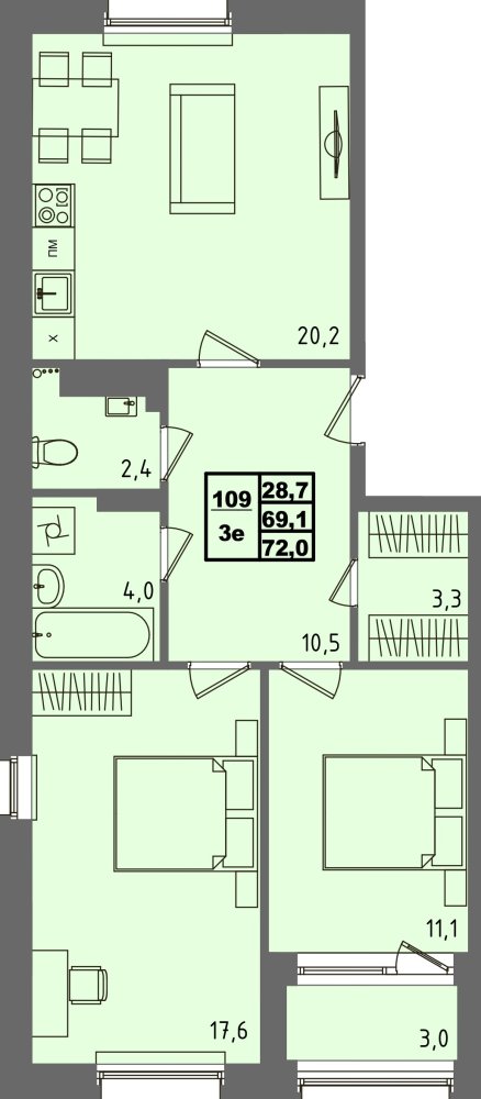 ЖК Равновесие, д3, кв.109