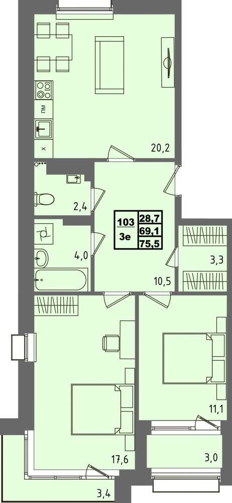 ЖК Равновесие, д3, кв.103