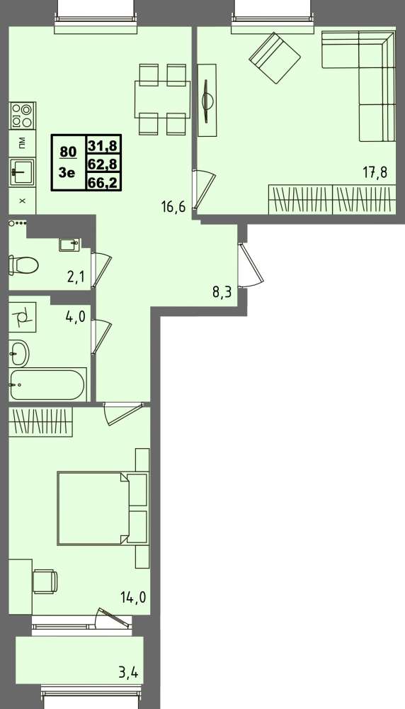 ЖК Равновесие, д3, кв.80