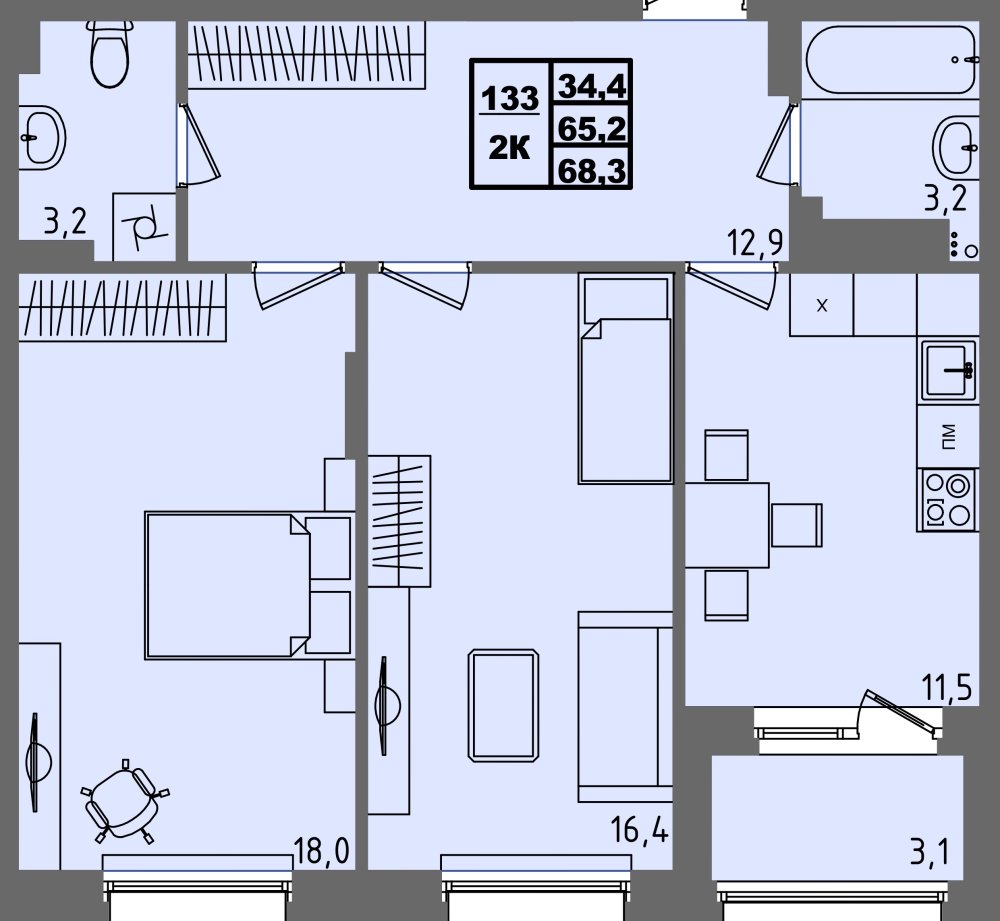 ЖК Равновесие, д3, кв.133