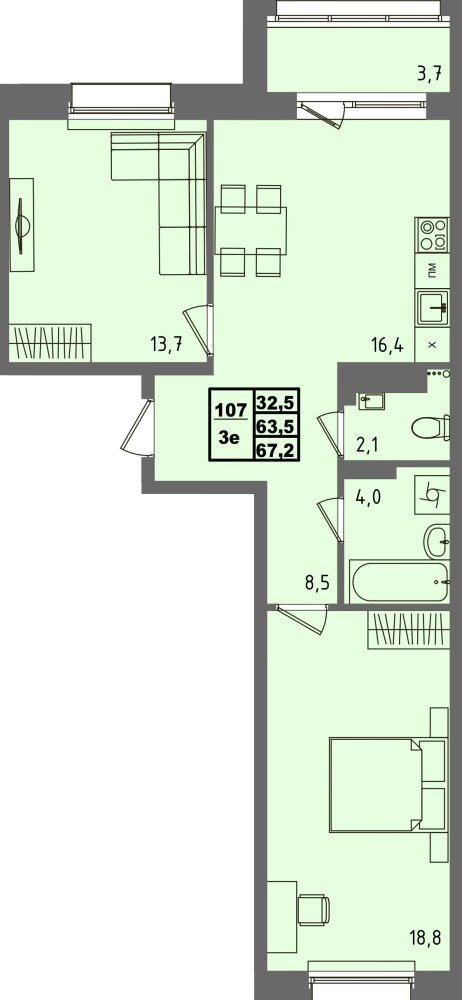 ЖК Равновесие, д3, кв.107
