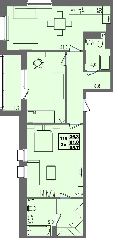 ЖК Равновесие, д3, кв.118