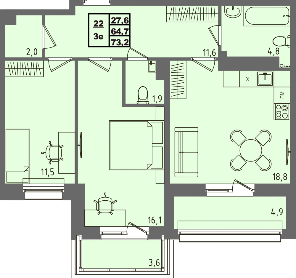 ЖК Равновесие, д3, кв.22