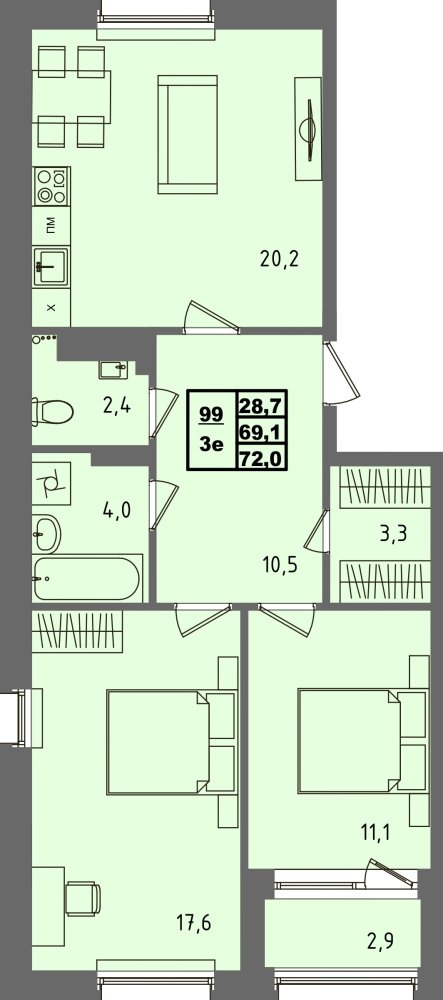 ЖК Равновесие, д3, кв.99