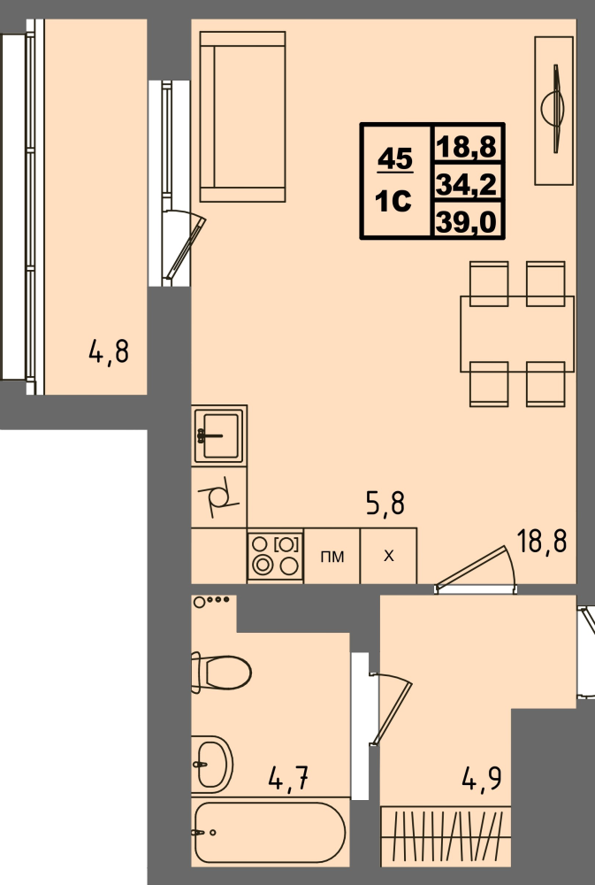 ЖК Равновесие, д3, кв.45