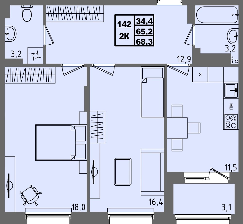 ЖК Равновесие, д3, кв.142