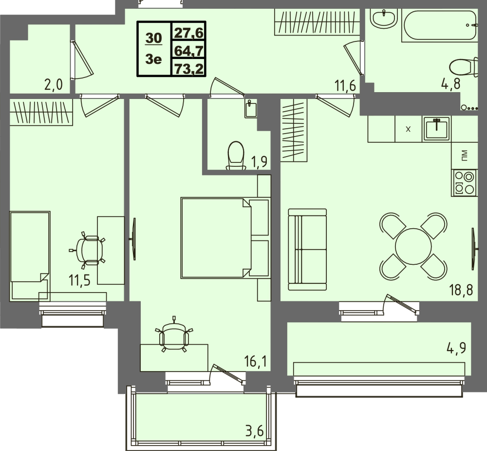 ЖК Равновесие, д3, кв.30