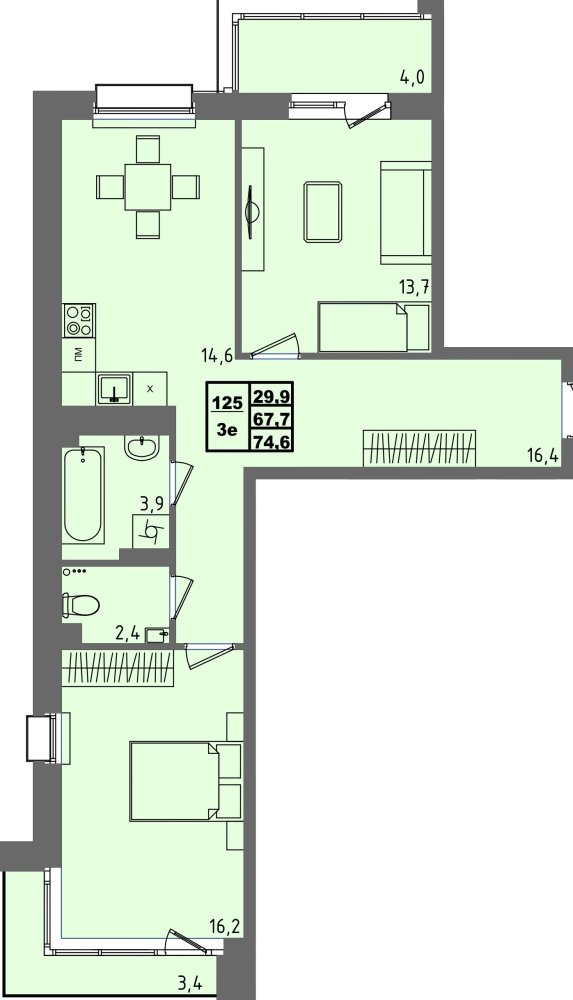 ЖК Равновесие, д3, кв.125