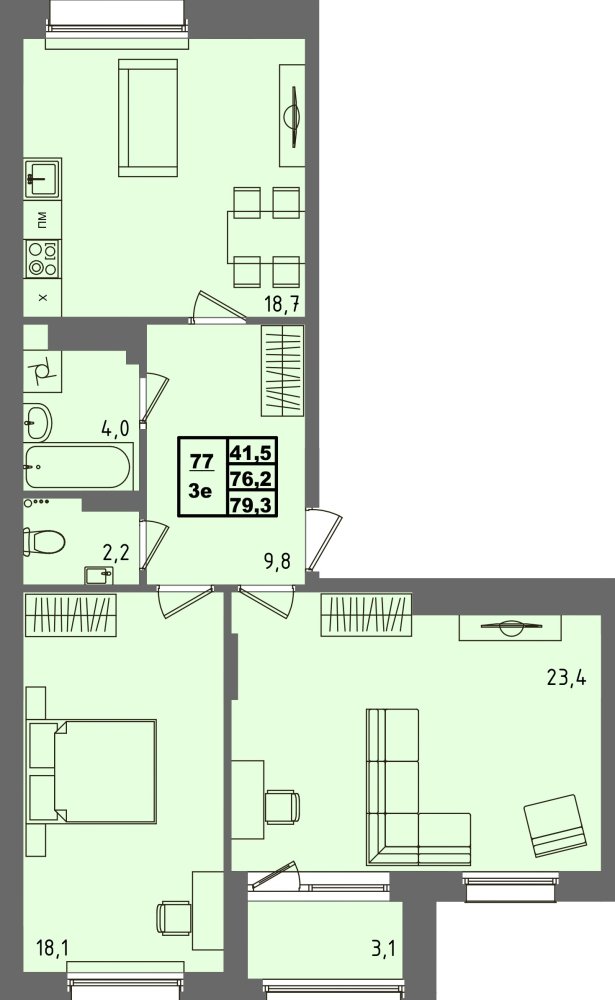 ЖК Равновесие, д3, кв.77