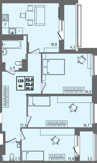 купить квартиру 3 комнаты, 96.6 кв.м. №128 в петрозаводске