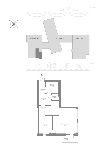 купить квартиру 2 комнаты, 73.4 кв.м. №15 в петрозаводске