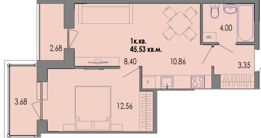 купить квартиру 1 комната, 42.5 кв.м. №90 в петрозаводске