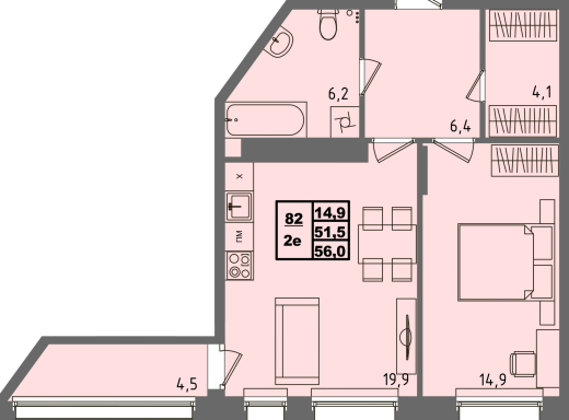 купить квартиру 1 комната, 56 кв.м. №82 в петрозаводске