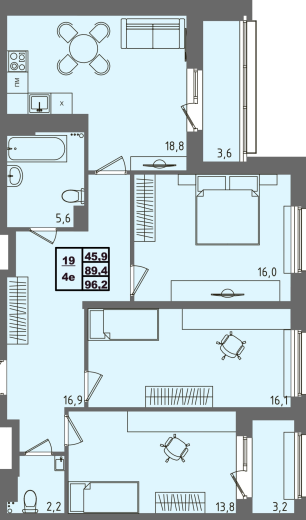 купить квартиру 3 комнаты, 96.2 кв.м. №19 в петрозаводске